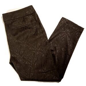 LOFT Pants  sz 10  Black  Textured  Paisley  Tapered Leg  Slim Ankle  Pockets
